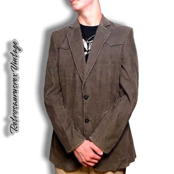 VINTAGE 1980's brown corduroy sports coat blazer campus ésprit, 40R medium - Picture 3 of 8